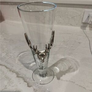 Arthur Court antler-embellished pilsner glass featuring a silver-tone